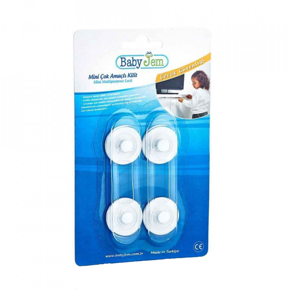 Set 2 mini sigurante universale pentru usi si dulapuri - Alb