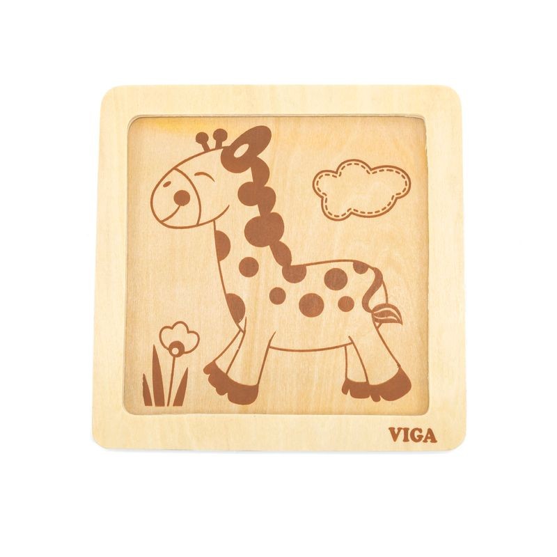Puzzle din lemn din 4 piese mari - girafa [ps:0dedc769-0dfc-4aa5-8368-ea4f83fce948]