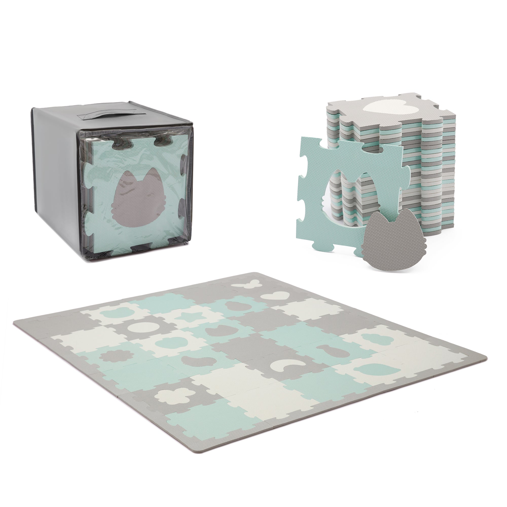 COVORAS DE JOACA KINDERKRAFT LUNO SHAPES, PUZZLE 3D, SPUMA, MINT [ps:7c5d2c0a-9eb3-44af-adb3-485a74705bff]