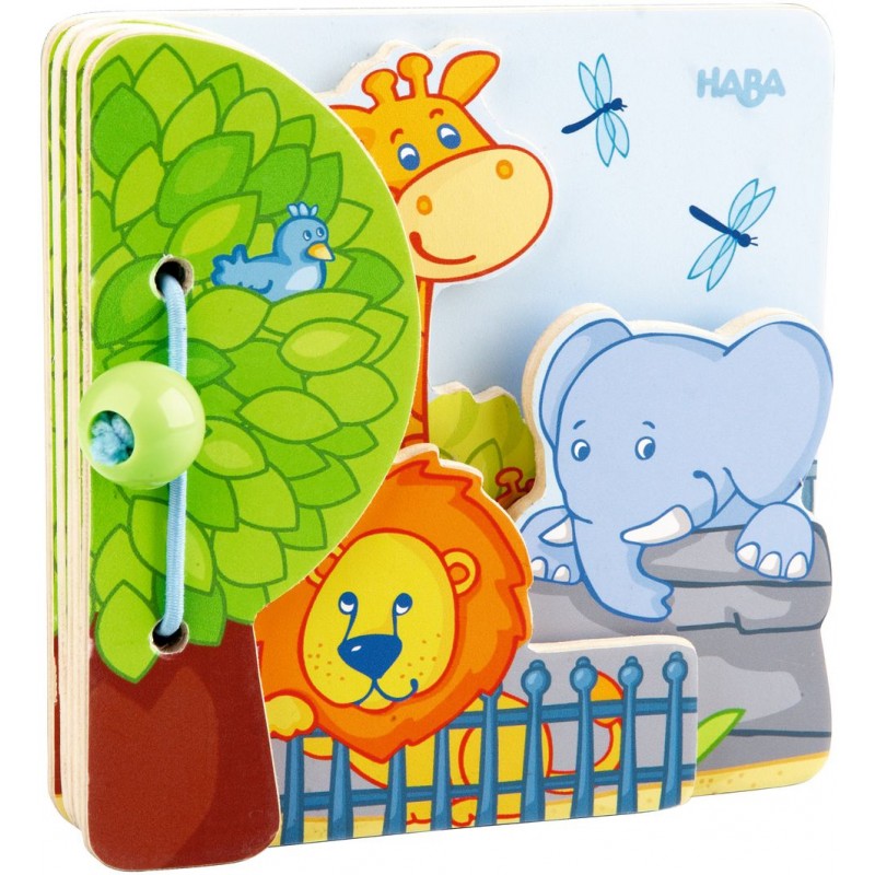 Carte din lemn pentru bebelusi - Animale de la zoo, Haba [ps:3b5d5504-ff85-414b-9652-33e661fdaac8]
