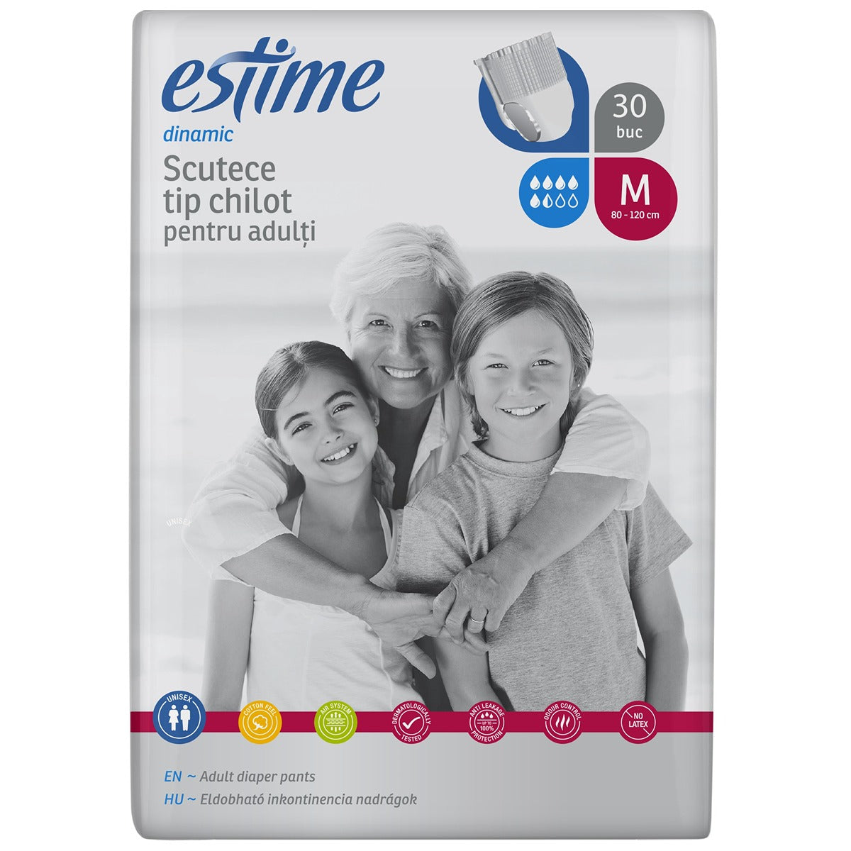 ESTIME Dinamic, scutece pentru adulti, M, 30 buc [ps:46eebf99-3444-487e-8a67-e177673ebe23]