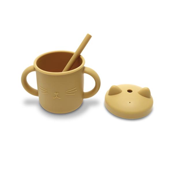 Cănuță Lorelli cu Manere și Pai, Silicon Natural, Fresh - Yellow (2) [ps:3ce8ca09-08d5-4dcf-9ec9-2c6b34b143d8]