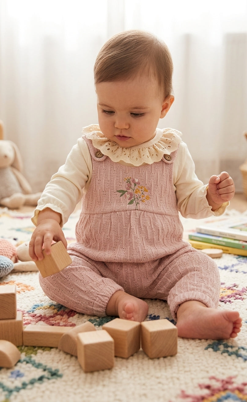 Set Mini Cayzen tricot jacquard roz pudrat cu bluză crem - 6-12 Luni (2) [ps:1de82ac6-546a-4f65-9379-a413af753380]