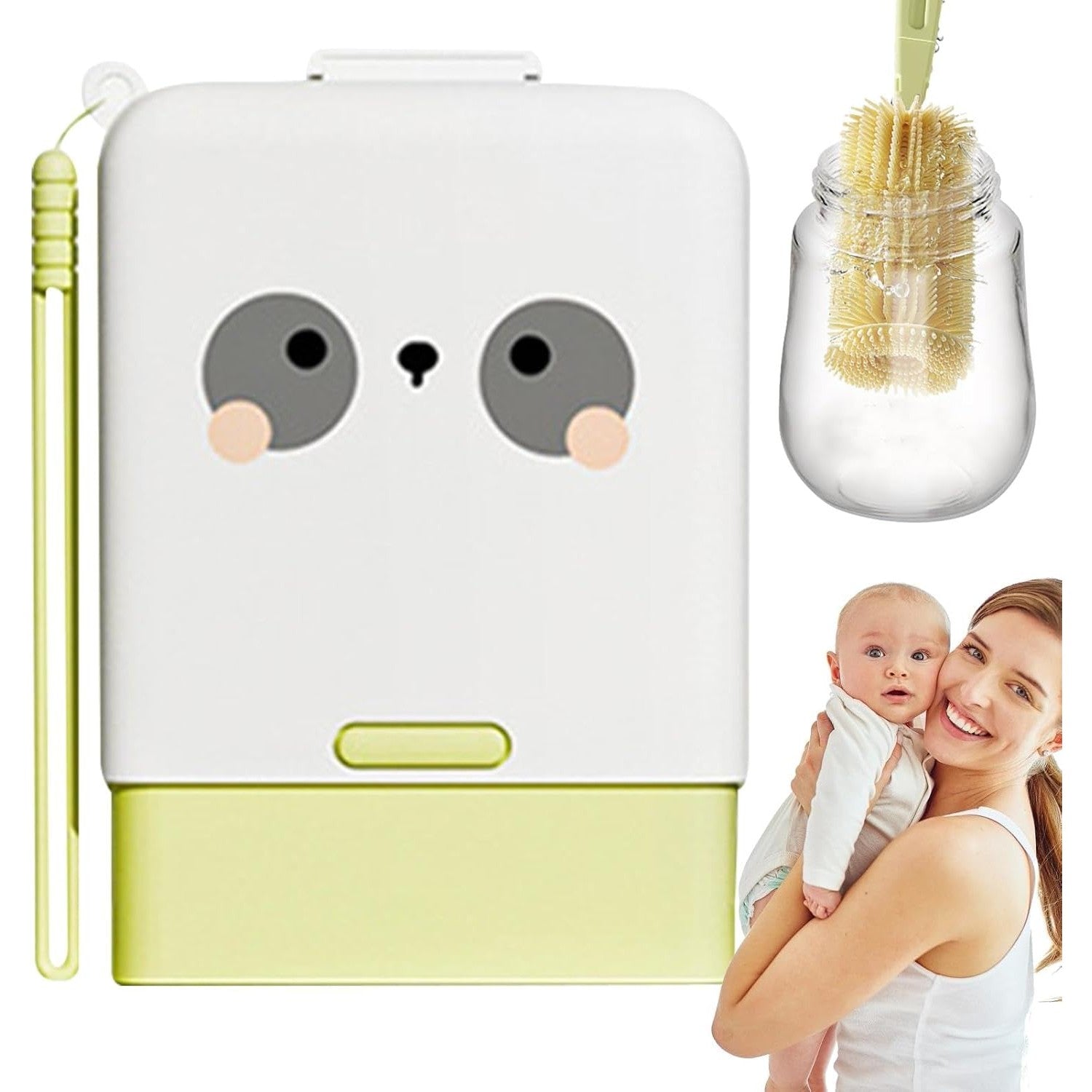 Set Spalat si Uscat Biberoane Flippy, 7 Piese, Verde - Model Panda (2) [ps:c62ebceb-ddd5-4d83-90da-4620567863b6]