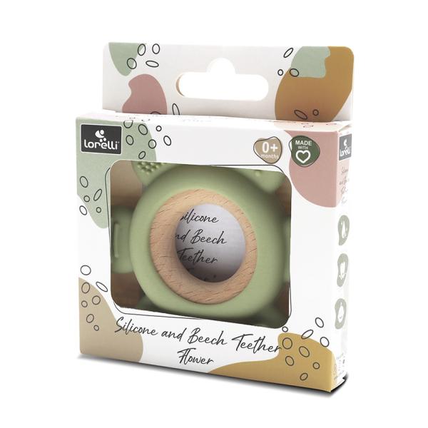 Jucărie Dentiție Lorelli Flower, Silicon și Lemn, Verde - Fresh Green (2) [ps:47028937-a175-4ad5-ae18-017dbdb18d3d]