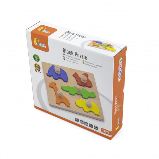 Puzzle Montessori cu maner, Animale, Viga [ps:92009f5e-69b9-444a-9cd4-2b8eb12662d3]