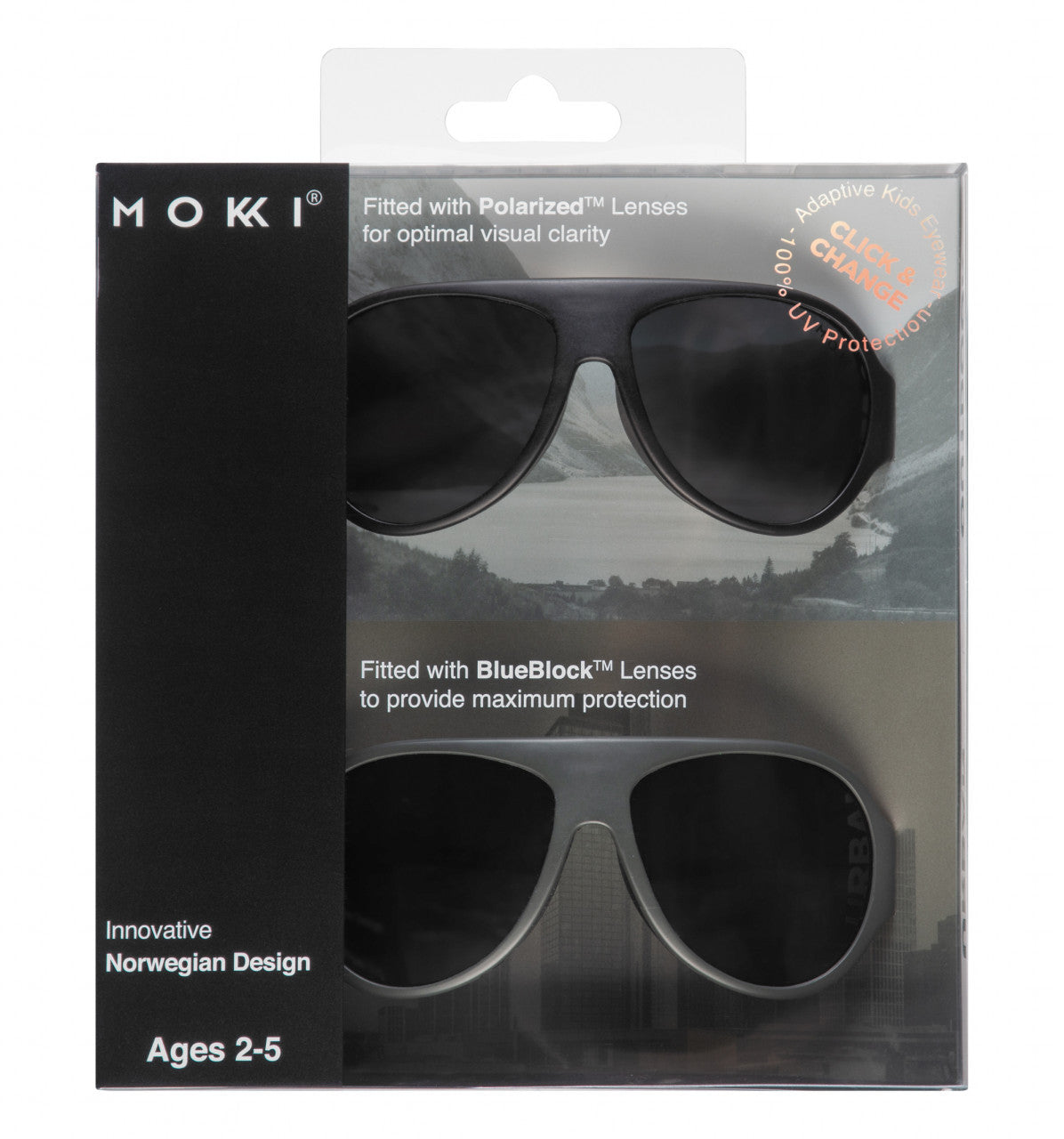 Ochelari de soare pentru copii MOKKI Click & Change, protectie UV, negru, 2-5 ani, set 2 perechi [ps:81e91673-1e55-400c-90cc-e64005e5146f]