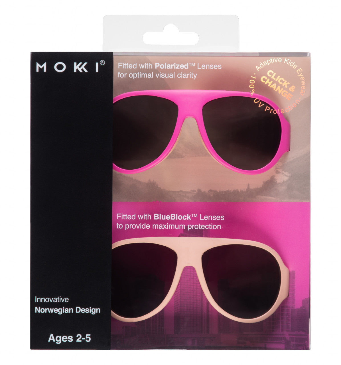Ochelari de soare pentru copii MOKKI Click & Change, protectie UV, roz, 2-5 ani, set 2 perechi [ps:30a0d016-3264-4cc9-ae29-f9dd34bb80e8]