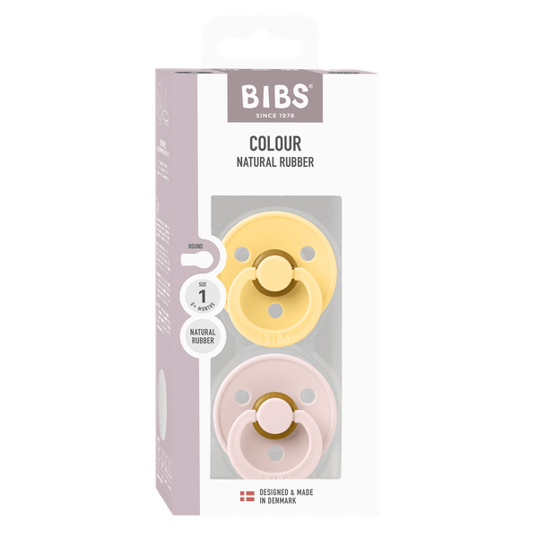 Set 2 Suzete BIBS Colour Latex, Tetină Rotundă, 0 luni - Pale Butter/Petal (2) [ps:92179f1f-c1db-4f94-bc39-55bb84e34c26]