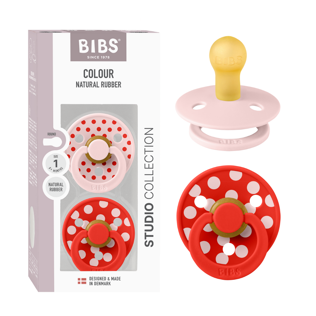 Set 2 Suzete BIBS Colour Studio Polka Dots, 0 luni+ | - Blossom/Candy Apple (2) [ps:ffb000e6-ca97-49ce-bbfd-d7135f911fce]