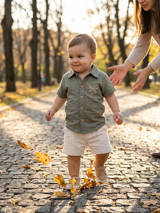 Set cămașă și pantaloni scurți băieți, bumbac 100%, - Verde (2) [ps:c2679045-a9bd-496c-aab8-7ca68370072e]
