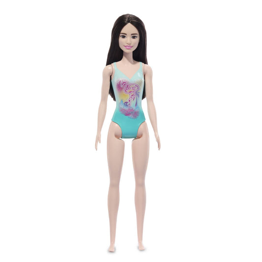 PAPUSA BARBIE BRUNETA CU COSTUM DE BAIE ALBASTRU Mattel - Imagine 2