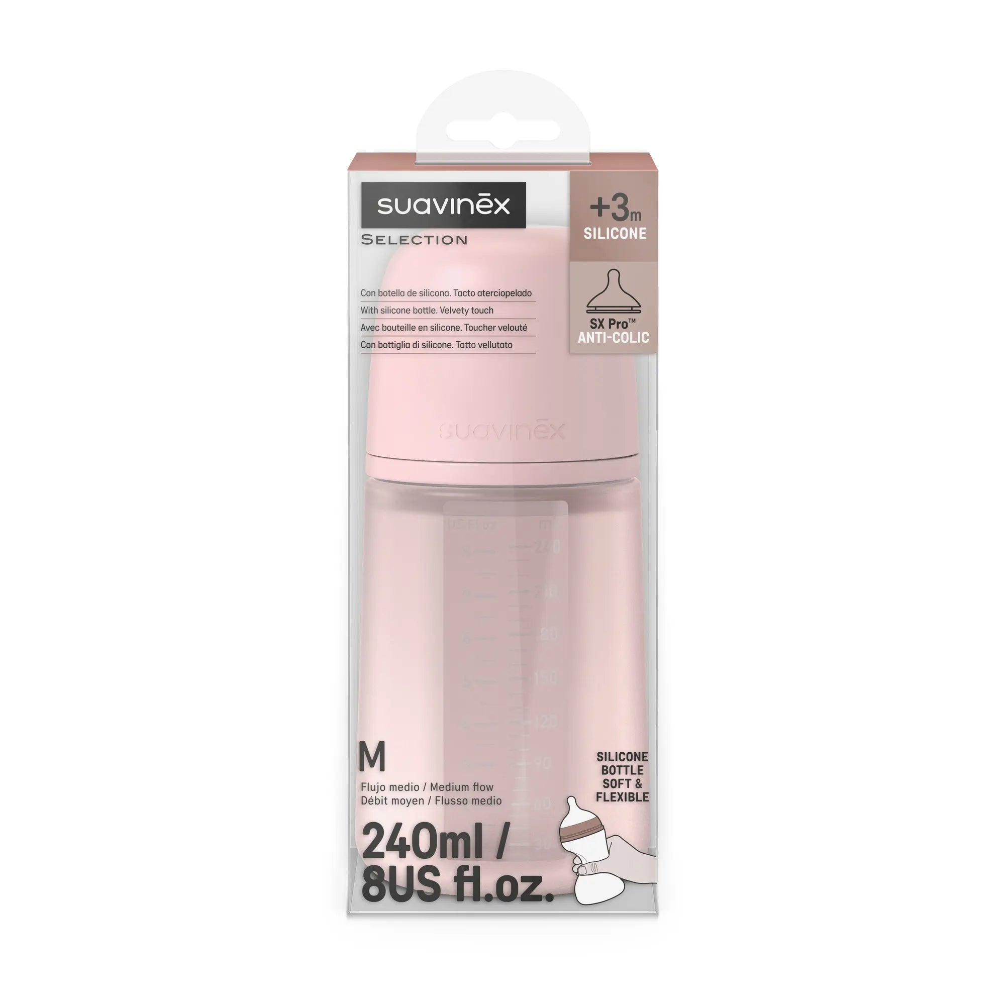 Biberon Suavinex SX Pro 240ml, Debit Mediu, Bej | Colour - Roz (2) [ps:340cefc4-51e4-4362-92ef-c40840f19df4]
