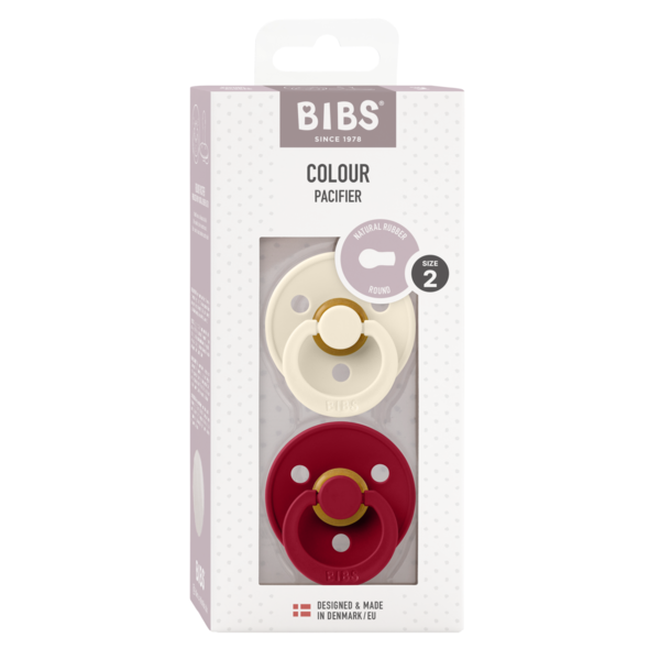 Set 2 Suzete BIBS Colour Latex, Tetina Simetrică, 0 luni - Ivory/Ruby (2) [ps:0a1dac97-35c6-4084-8ce9-be24a278d36a]