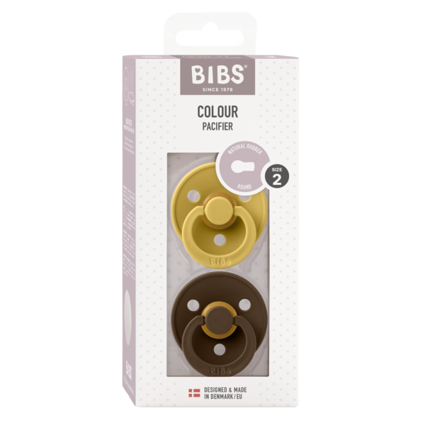 Set 2 Suzete BIBS Colour Latex, Tetina Simetrică, 0 luni - Mustard/Mocha (2) [ps:4cfeda8d-32ef-4e48-ae9d-76bcbcfad30b]