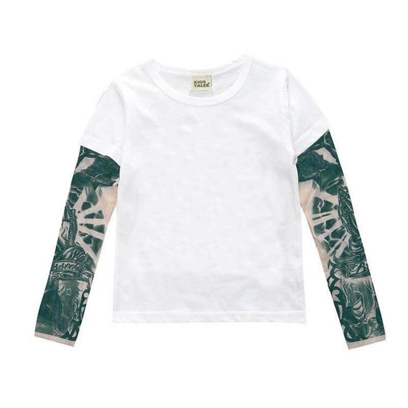 Tricou copii alb cu tatuaj Drool (Marime: 100, Model: Model B) [ps:49dff39d-b414-4481-b298-bbc22ee294e1]