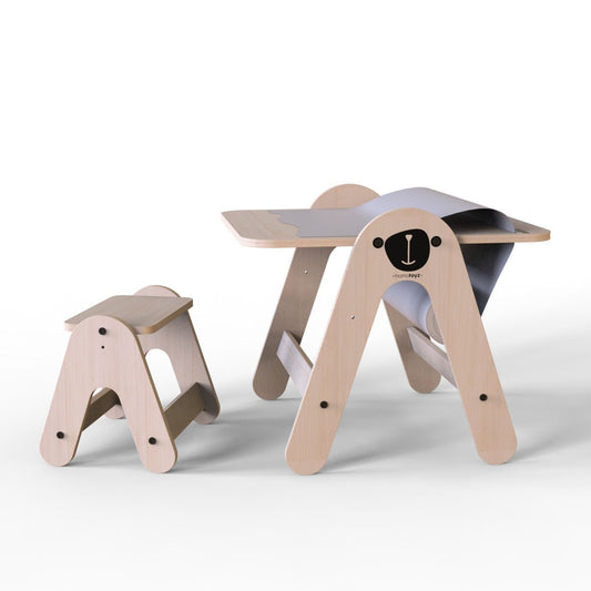 Masuta si tabla 2 in 1 cu scaunel MamaToyz Massam, Ursulet - Imagine 2