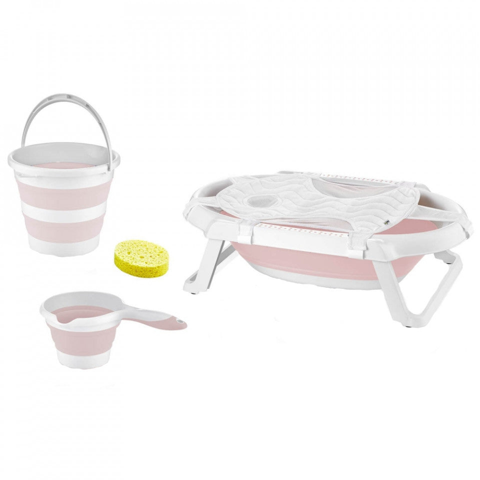 Set cadita pliabila de baie Babyjem, 5 piese (Culoare: Roz) [ps:eb347925-7584-4a4b-a910-12051a6041e9]