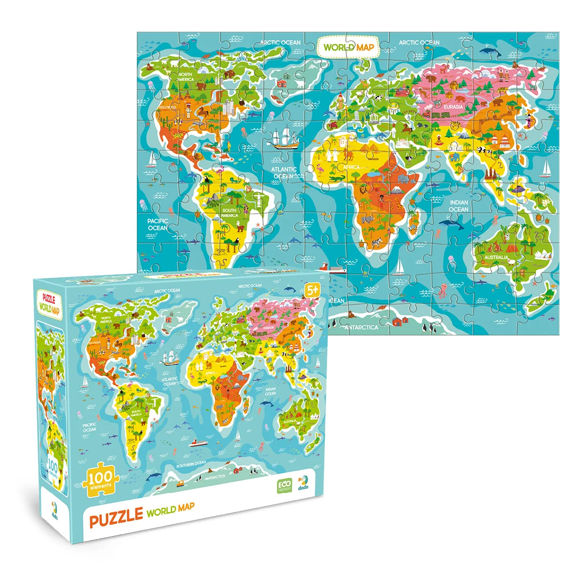Puzzle Harta Lumii Dodo Toys, 100 piese - Educațional - Default Title (2) [ps:5d454132-0cb7-40d0-955f-98ed3c98e064]