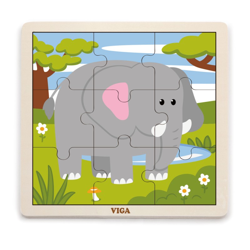 Puzzle din 9 piese mari - elefant [ps:d633fa4e-173e-4eb9-b912-f6dab874a993]