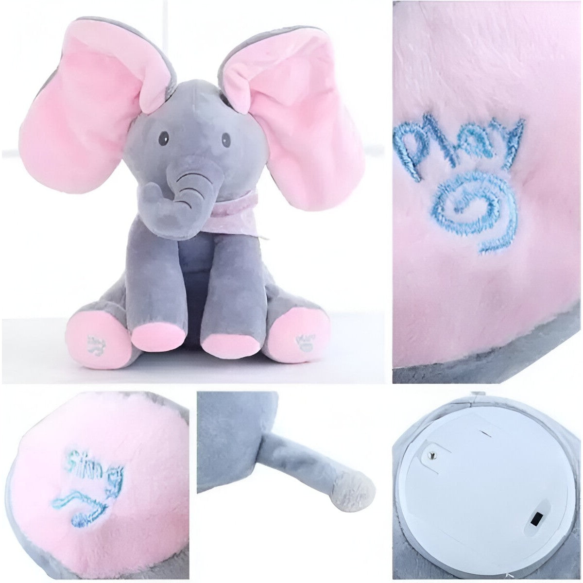 Elefantel Interactiv Flippy Peek-a-boo, Roz-Gri, 30 cm - Default Title (2) [ps:e2b9a486-8981-4891-9df2-ba52a5468fc8]
