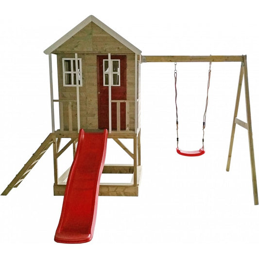 Casuta de gradina Nordic Adventure House cu platforma cu loc pentru nisip, tobogan si leagan (M10) [ps:39b233ed-c5a7-4342-ab03-5ab1ed798490]