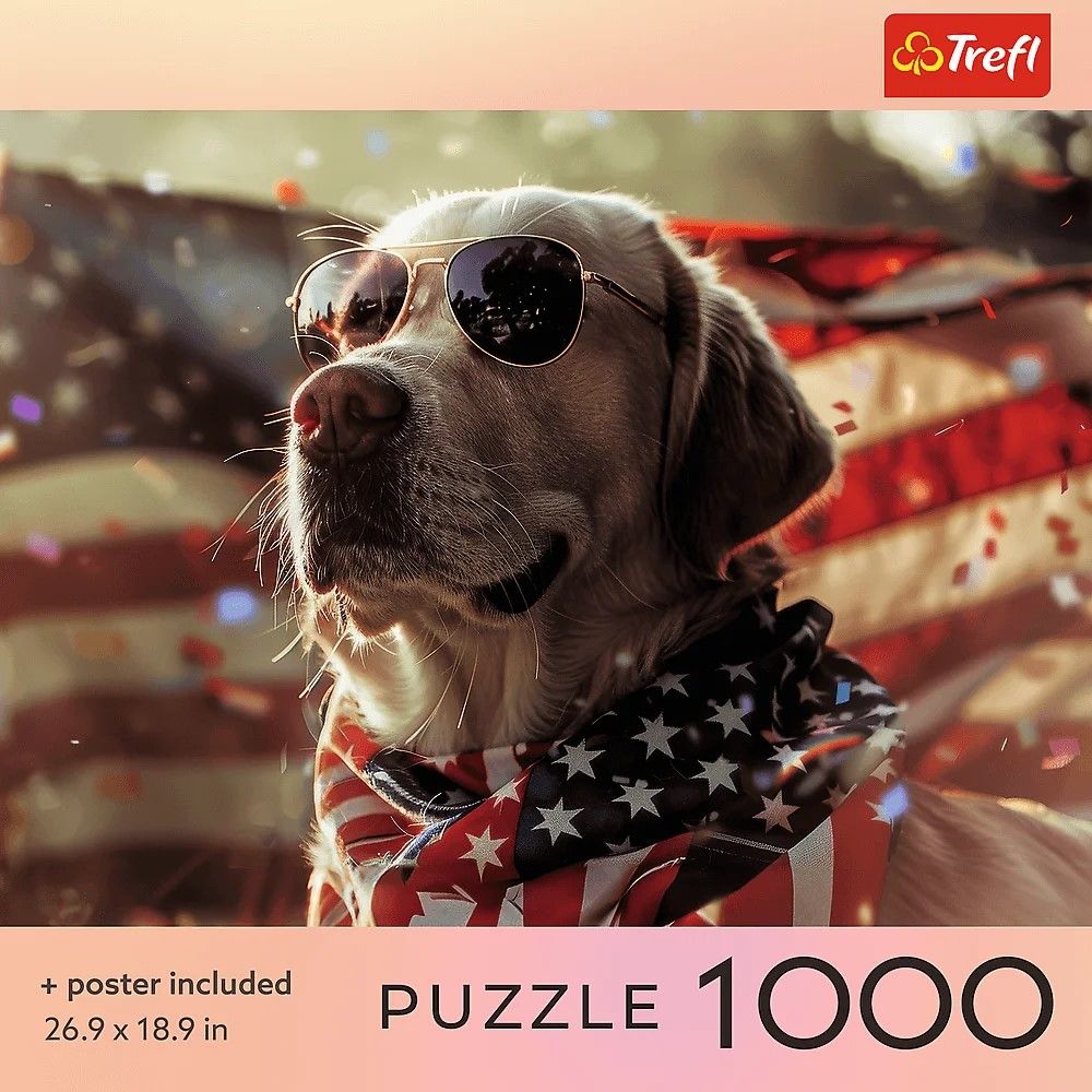 Puzzle Trefl 1000 Piese - Câine American cu Poster - Default Title (2) [ps:4b8d1c63-e59b-4290-a8bb-e1fd7ed5e814]