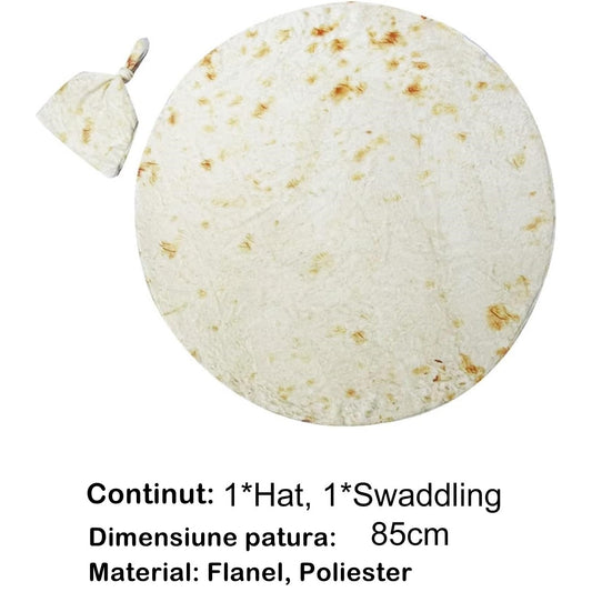 Set Pătură Flanel și Căciulă Flippy Frunză de Salată, Verde - Crem (2) [ps:9e5cdcf8-3546-4998-9c3d-983753ecf1ca]