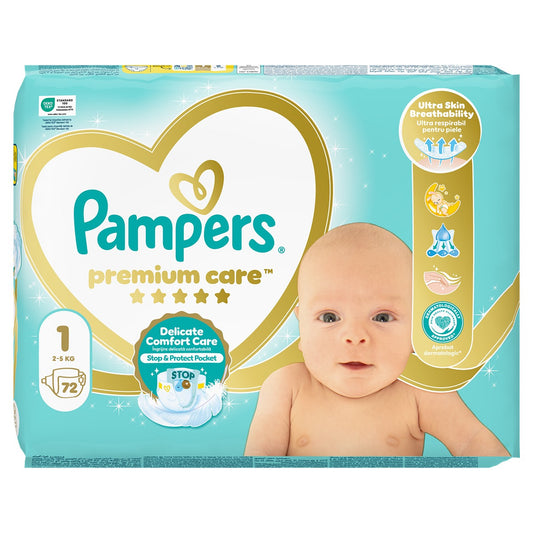 PAMPERS Premium Care, scutece, 2-5 kg, marime 1, Value - Imagine 2