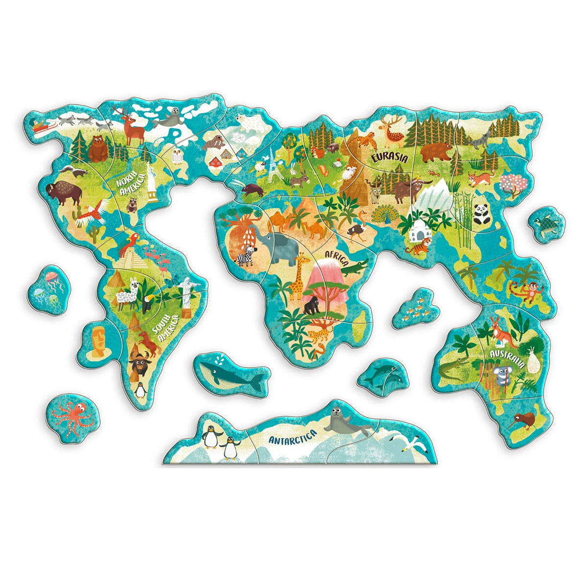 Puzzle Magnetic Harta Lumii cu Animale - Dodo Toys - Default Title (2) [ps:409b8cfc-1a8e-4a6a-b012-7f521dd86cce]