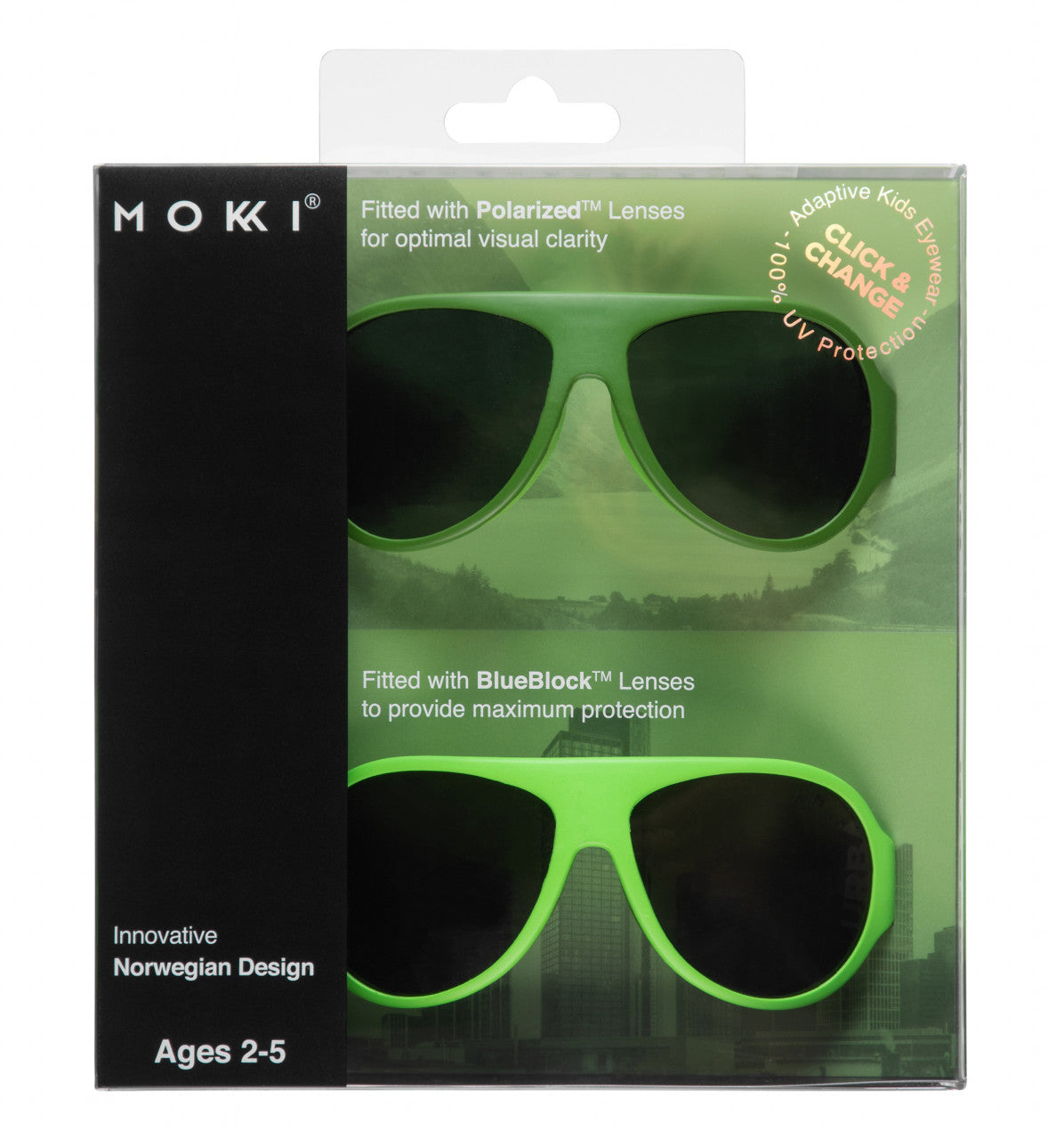 Ochelari de soare pentru copii MOKKI Click & Change, protectie UV, verde, 2-5 ani, set 2 perechi [ps:0363f063-4f2f-4b7d-82f2-542ddaf2d4e8]