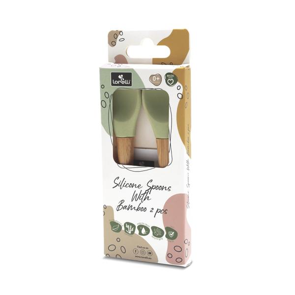 Set 2 Lingurițe Silicon și Bambus Lorelli, 6 luni+, Fresh - Fresh Green (2) [ps:d9b324eb-00e2-4fb5-9b05-3bc3b75c6095]
