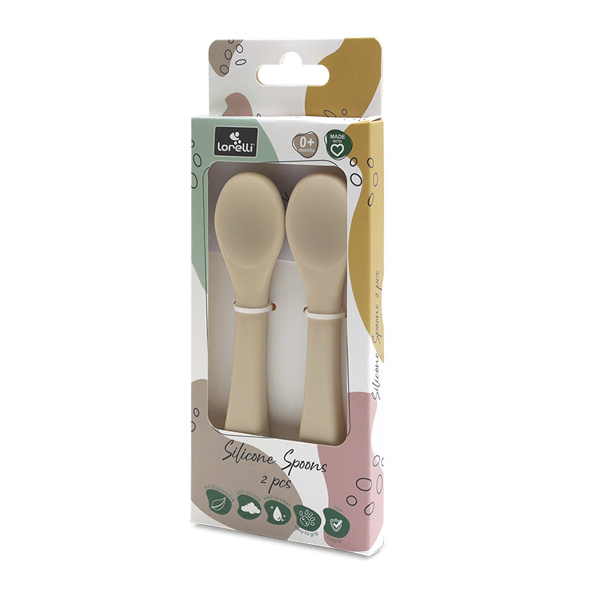 Set 2 Lingurițe Silicon Natural Lorelli, 6 luni+, Fresh - Beige (2) [ps:18f4bdf7-fcd9-4e8b-b521-36a60d428247]