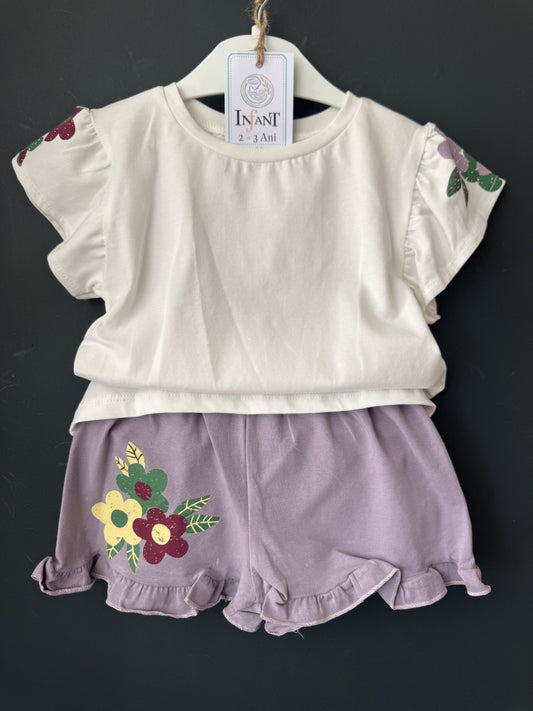 Set tricou și pantaloni scurți Sosso Baby cu flori și - 4 ANI (2) [ps:2a47ed54-d811-44fb-b983-0b613b7c70c3]