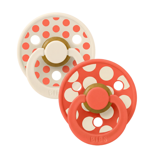 Set 2 Suzete BIBS Colour Studio Polka Dots, 0 luni+ - Ivory/Tango (2) [ps:c36359c9-ec06-47a2-ad08-440178c39595]