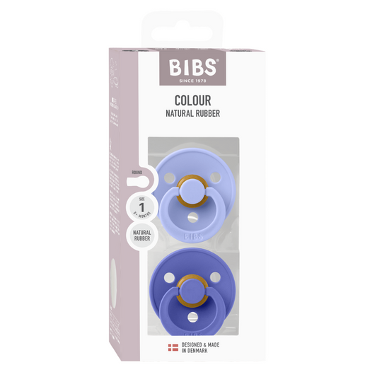 Set 2 Suzete BIBS Colour Latex, Tetină Rotundă, 0 luni - Hush/Grape (2) [ps:f94518c8-60a9-4330-b15c-aa9736912457]