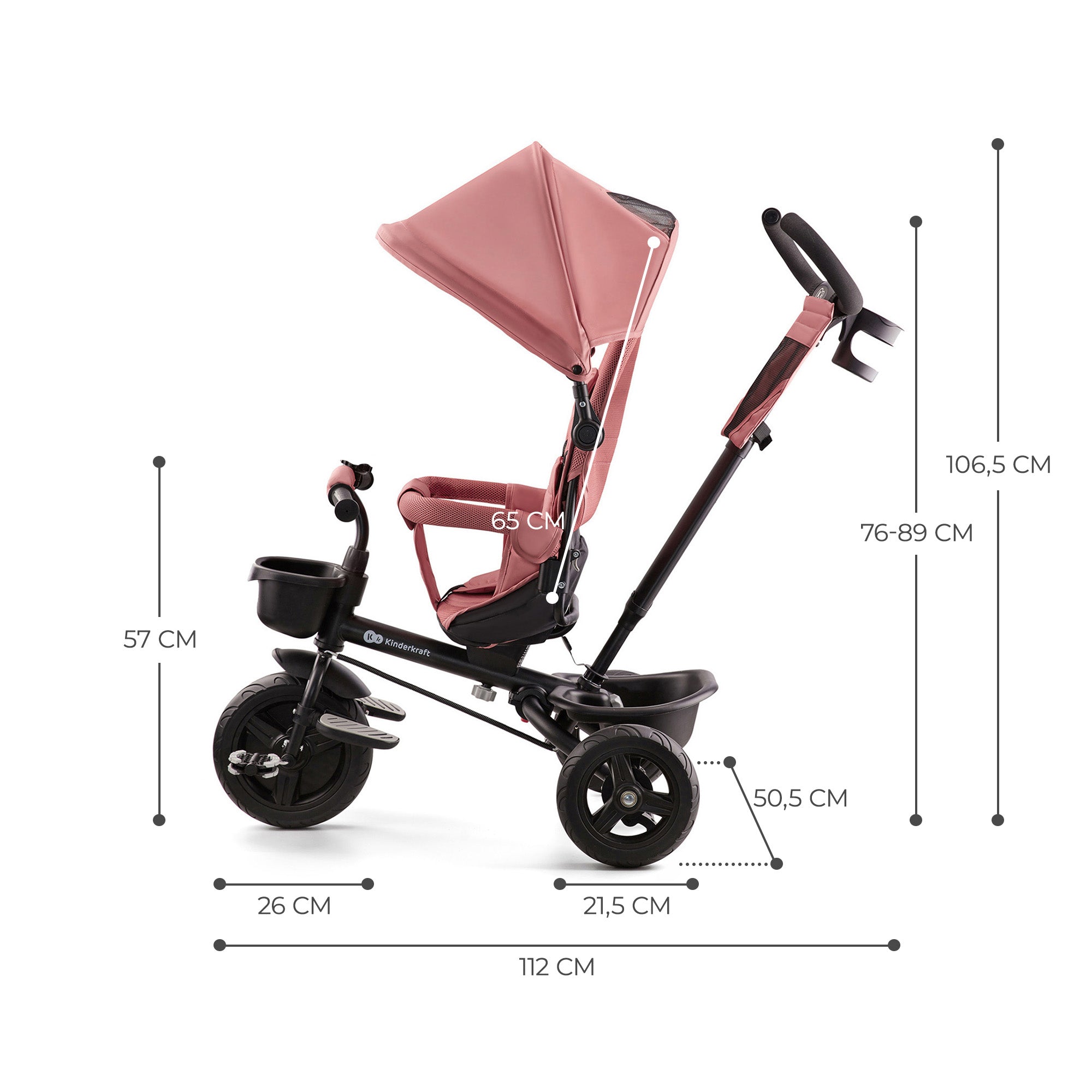 TRICICLETA COPII KINDERKRAFT AVEO, ROSE PINK [ps:11d8248c-e6dc-4e64-b6d4-f2fabc3ec604]