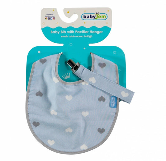 Baveta cu suport pentru suzeta BabyJem (Culoare: Gri) - Bleu [ps:e413ca8e-c661-4d98-9bf6-58419d9a1bea]