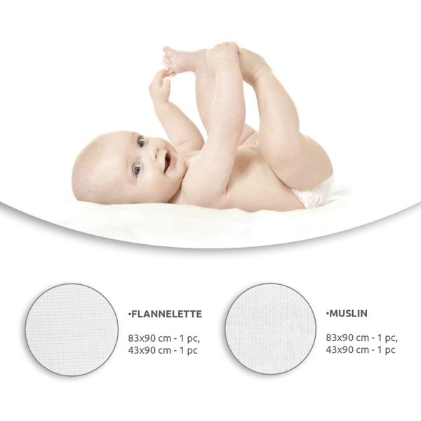 Set Scutece Lorelli 4 Piese, Flanel și Muselină, Alb - Default Title (2) [ps:20562a07-3fac-4ba7-a1cb-59eaf048c3ee]