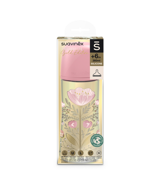 Biberon 360 ml tetină fiziologică SX Pro cu debit rapid Roz Gold Premium [ps:d5a25eb1-10d1-4c49-a45b-b0287e1dcf3b]
