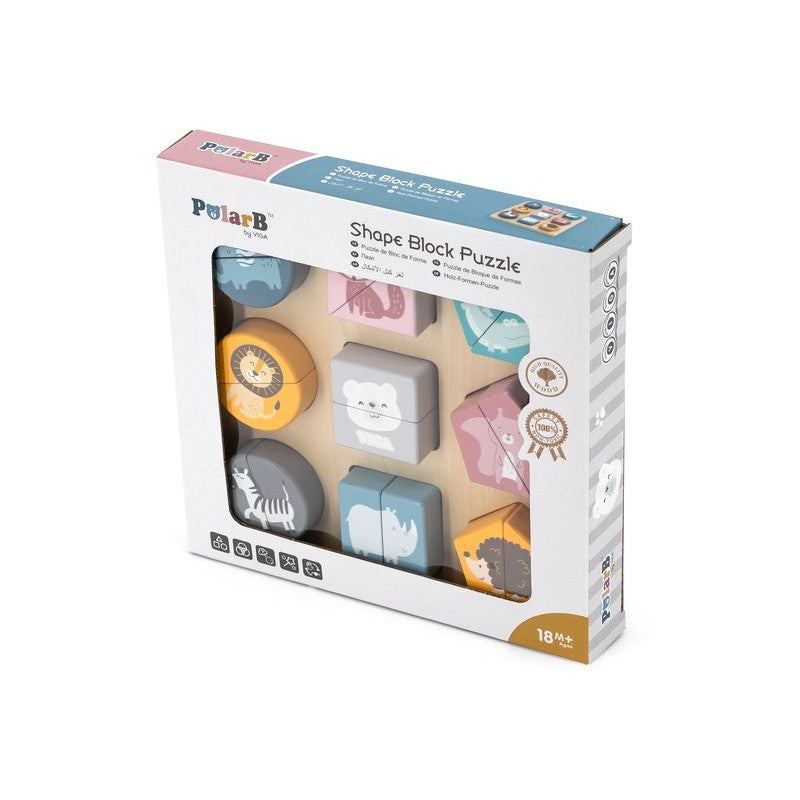 Puzzle din cuburi din lemn cu animale salbatice, PolarB Viga [ps:24feee48-7873-47bb-ab12-4b71ebac7eff]