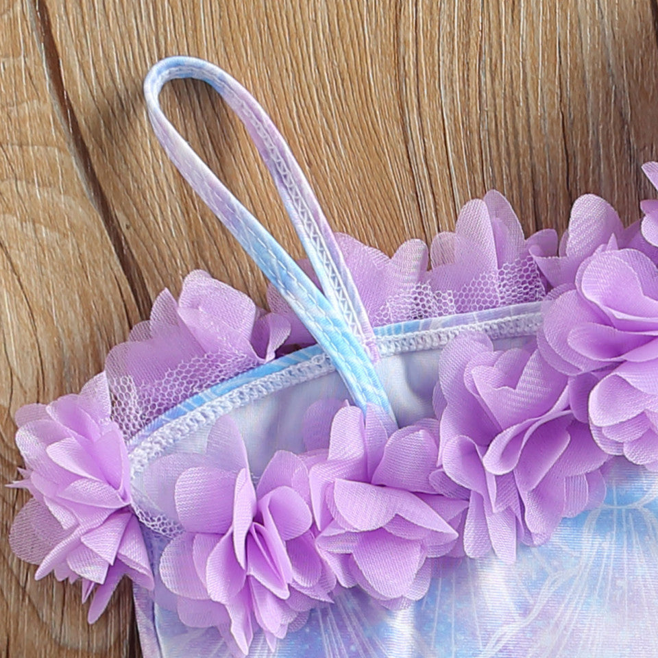 Costum de baie Sirena cu floricele aplicate Drool - Imagine 2