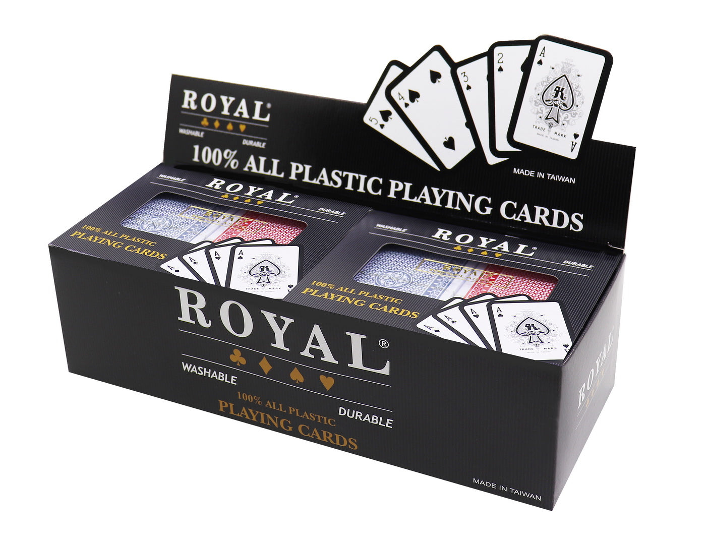 SET 2 PACHETE CARTI ROYAL CANASTA POKER DIN PLASTIC - Imagine 2