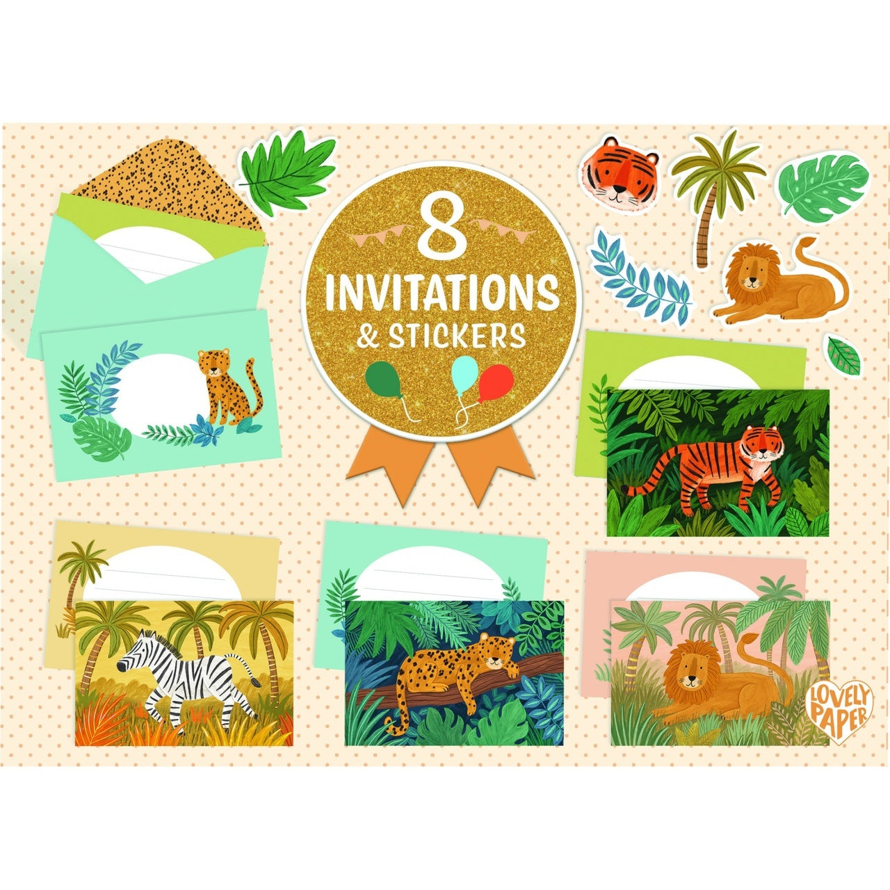 Set de invitatii cu animale din jungla, Djeco - Imagine 3 [ps:35c95e85-e408-4c6e-b5ff-d2edc77891fd]