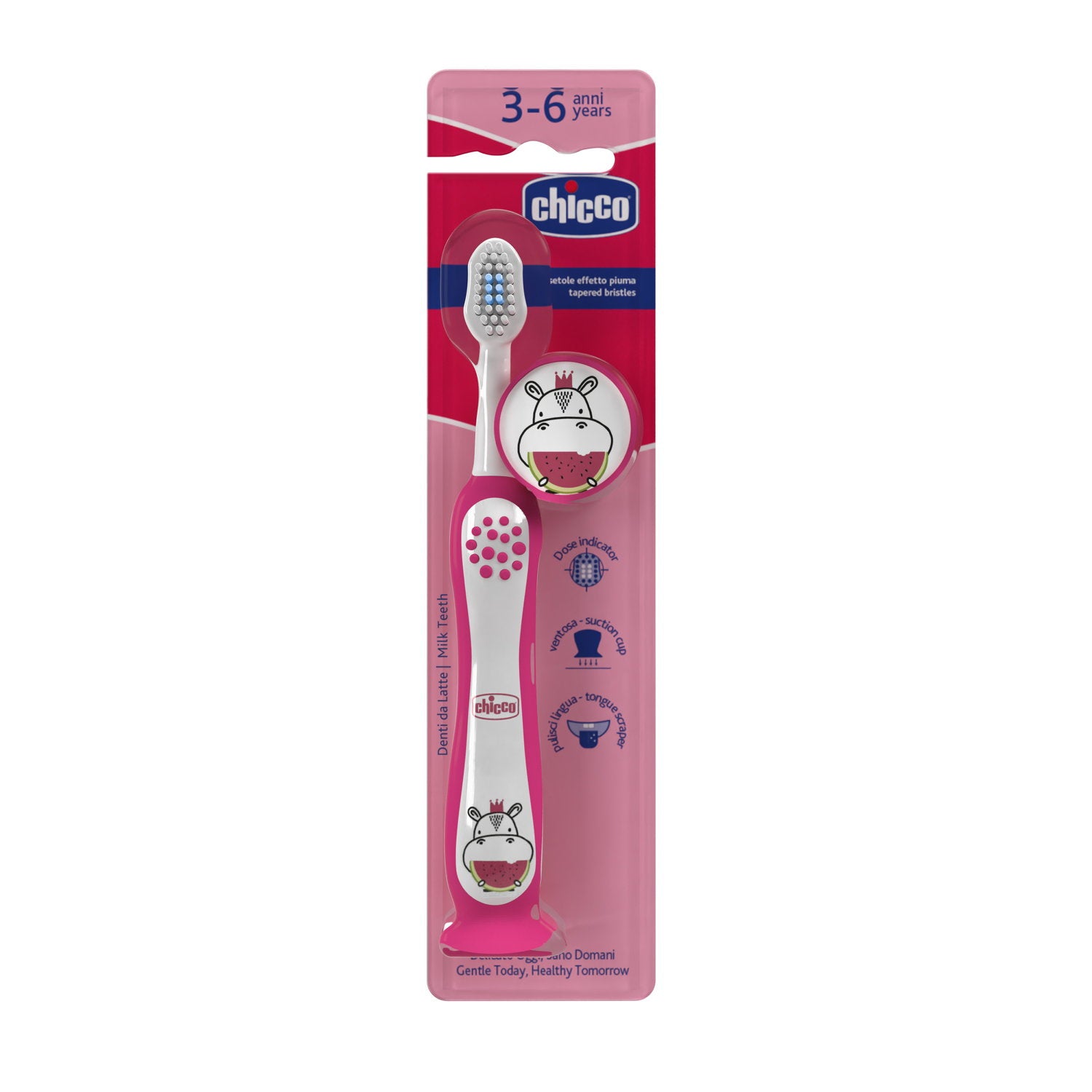 Periuta de dinti Chicco, Hippo Roz, 3-6ani+ - Default Title (2) [ps:7c5f41cc-a8db-4037-8a54-6fad1f237b85]