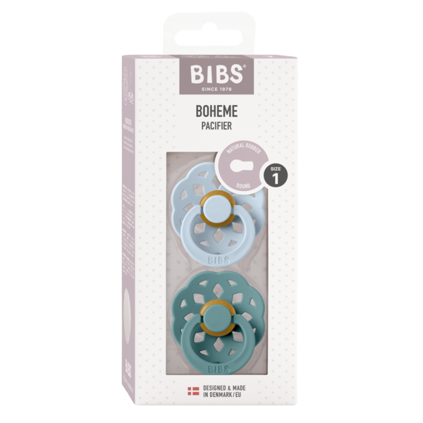 Set 2 Suzete BIBS Boheme Latex, Tetină Rotundă, 0 luni - Bleu (2) [ps:9e4b314c-2740-4e62-b969-78e90fe73d3a]