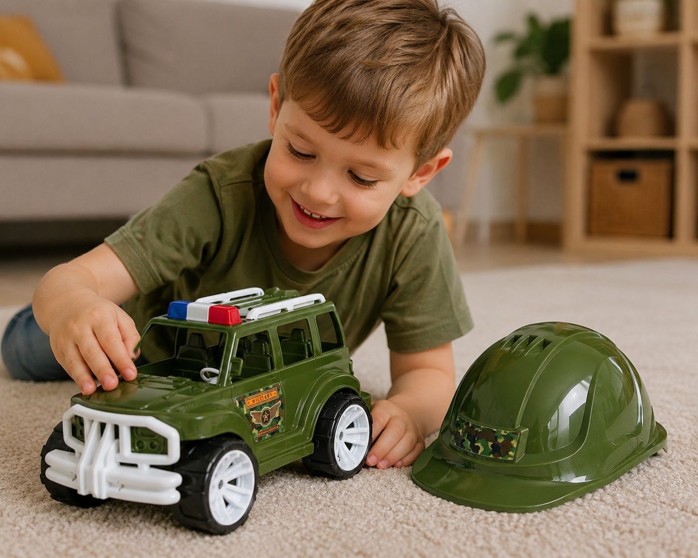 Jeep Off-Roader VIVA TOYS 32cm - Cască Militară - Verde (2) [ps:fc240950-cf07-4bc5-bb5d-09f44aa9c7cc]