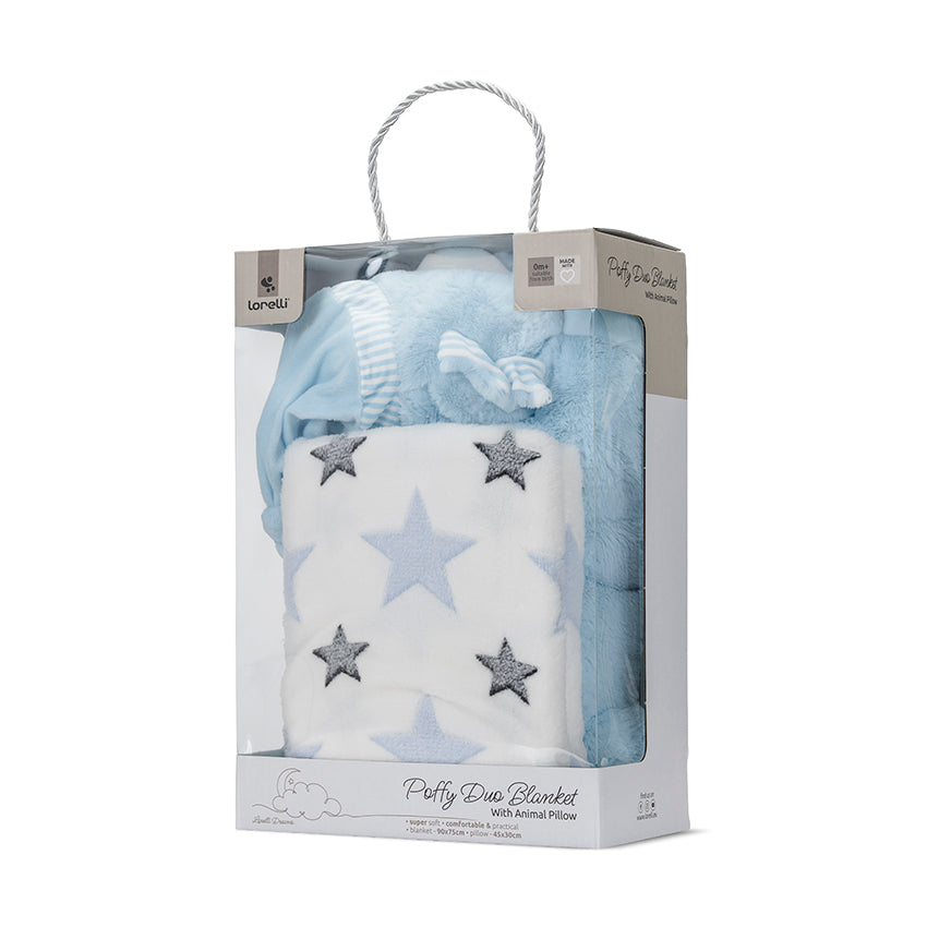 Set Păturică și Pernuță Ursuleț Lorelli Poffy, Beige - Blue (2) [ps:8884d247-5cec-4e75-9db7-4ee3f1559d6b]