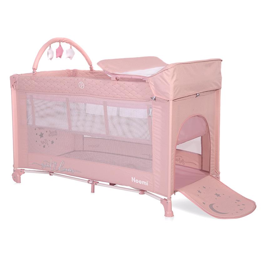 Pătuț Pliabil Lorelli Noemi Plus, 2 Nivele, Mellow Rose Star - roz stelute (2) [ps:b68b05ef-1a4a-42ed-a020-a4a6967d1920]