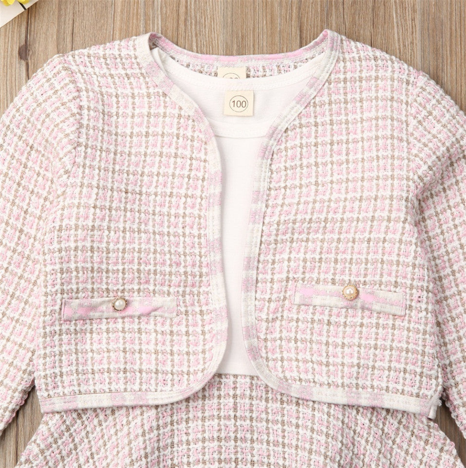 Set sacou cu rochita Drool (Culoare: Roz cu alb, Marime: 80) - 80